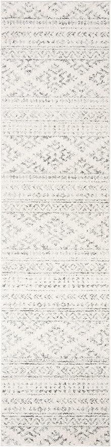 SAFAVIEH Tulum Collection Runner Rug - 2' x 9', Ivory & Grey, Moroccan Boho Tribal Design, Non-Shedding & Easy to Clean, Ideal for Living Room, Hallway, Foyer, Entryway, Bedroom (TUL272A)