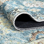 Bloom Rugs Caria Washable Non-Slip 10 ft Runner - Blue/Beige Traditional Runner for Entryway, Hallway, Bathroom, and Kitchen - Exact Size: 2'6" x 10'