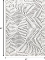 Antep Rugs Palafito 5x7 Geometric Shag Diamond High-Low Pile Textured Indoor Area Rug (Gray, 5'3" x 7'6")