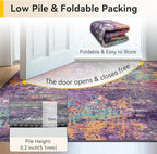 Washable Area Rugs 9'x12' Non-Slip Modern Abstract Soft for Living Room Entryway Bedroom Nursery, Print Pattern, Purple Orange Blue Green Rust Red Colorful