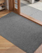 Color&Geometry Front Door Mat Indoor Non Slip Rubber Backing, 36"x55" Ultra Thin Doormat, Soft Absorbent Inside Doormat Washable Easy Clean Rugs for Entryway, Slate Gray (Rolled-up NO Creases)