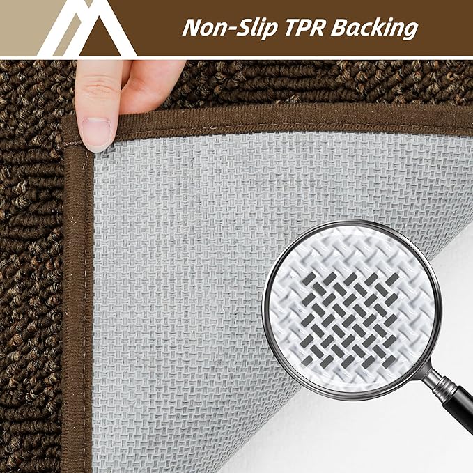 COSY HOMEER Non-Slip Door Mat 32"x48", Entryway Rugs Low Profile Absorbent Dirt Trapper Doormat for Front Entrance, Washable Polypropylene Entry Mat (Dark Brown)