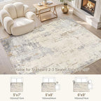 6x9 Area Rug Living Room Rugs - Washable Neutral Modern Abstract Soft Thin Rug Indoor Floor No Slip Rug Carpet for Bedroom Under Dining Table Home Office Decor - Light Brown/Gray