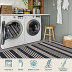 Lahome Striped Easy Jute Outdoor Patio Rug, Washable 5x7 Area Rugs for Living Room Office Indoor Outdoor Carpet, Farmhouse Non Shedding Stain Resistance Carpet for Dining Room Backyard Deck