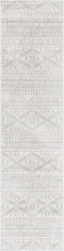SAFAVIEH Tulum Collection Runner Rug - 2' x 8', Light Grey & Ivory, Moroccan Boho Tribal Design, Non-Shedding & Easy to Clean, Ideal for Living Room, Hallway, Foyer, Entryway, Bedroom (TUL272F)