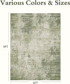 6x9 Area Rugs for Living Room Non Slip Machine Washable Rug Distressed Abstract Soft Indoor Carpet Neutral Boho Rug for Bedroom Dining Room Playroom Office, Green