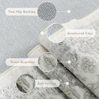 LIVEBOX Washable Area Rug 8x10 - Large Beige Vintage Tribal Living Room Rug Oriental for Bedroom, Non-Slip Retro Medallion Carpet Print Distressed for Dining Room Guest Office