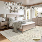8x10 Area Rugs, Washable Rugs, Large Stain Resistant Beige Area Rug for Living Room Bedroom Dining Room, Vintage Farmhouse Rug