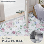 Lahome Purple Floral 5x7 Area Rugs, Boho Rugs for Bedroom Girls,Vintage Living Room Rug Non Slip Low Pile Ultra-Thin Large Carpet for Farmhouse,Dining Room,Kids Playroom,Nursery(5'X7',Purple/Grey)