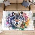 Wolf Rugs for Bedroom - 5x6 Area Rug - Graffiti Wolf Rugs for Living Room, Abstract 3D Animal Graffiti Rug, Washable Home Decor Carpet