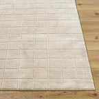 Livabliss x Our PNW Home Cascade Minimalist Grid Area Rug, 6'7" x 9', Light Beige