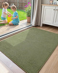 Color&Geometry Front Door Mat Indoor Non Slip Rubber Backing, 24"x36" Ultra Thin Entryway Doormat, Soft Absorbent Inside Doormat Washable Easy Clean Rugs for Entryway, Green (Rolled-up NO Creases)