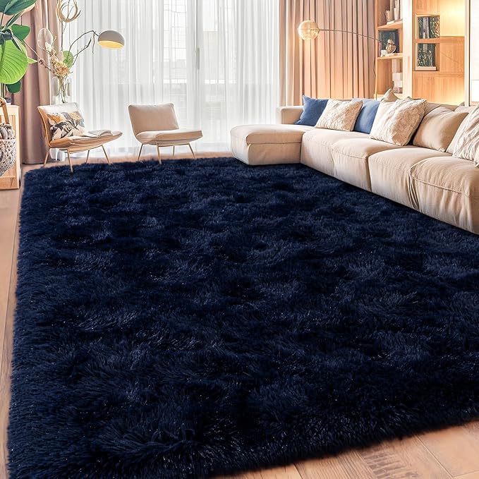 Area Rugs for Living Room, Soft Shaggy Carpets for Living Room, Fuzzy Rugs for Kids' Room, Perfect Decor for Modern Home Navy Blue 5x7 Feet