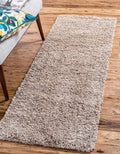 Unique Loom Solid Shag Collection Area Rug (2' 6" x 13' 1" Runner, Taupe)