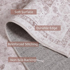 Pink Area Rugs 5x7 Nursery Rug for Baby Girl Neutral Floral Area Rug for Living Room, Vintage Boho Washable Rug Indoor Carpet for Bedroom Dining Room