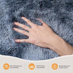Zentavio Area Rugs for Living Room Large Rugs for Bedroom 6x9 Carpet Fluffy Fuzzy Soft Shag Aesthetic Plush High Pile Gray Throw Rug for Nursery Kids Room Dorm Tie-Dyed Blue Grey