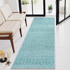 Lahome Moroccan Green Runner Rug 2x6 Washable Non-Slip Hallway Rug Runner Kitchen Throw Untra-Thin Entryway Carpet, Geometric Print Distressed Floor Mat for Hallways Bedroom