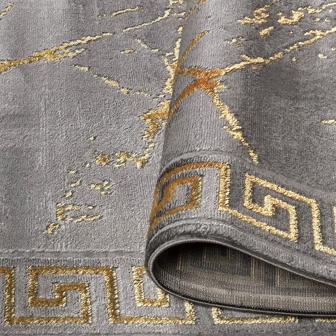 GLORY RUGS Area Rugs Marble 5X7 Grey Gold Carpet Modern Abstract Rug Living Room Dining Bedroom Rug