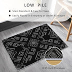 Geometric Rug, Washable 5x8 Rug for Living Room, Black and White Patterned Indoor Carpet, Modern Geometric Decor for Home, Bedroom, Soft Non Slip Thin Design FER19