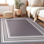 Beverly Rug Non Slip Area Rugs 5x7 Modern Bordered Non Skid Rubber Backing Soft Area Rug for Living Dining Room Easy to Clean Non Shedding Kitchen Bedroom Indoor Carpet 5 x 7 Gray