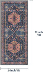 Ciicool Washable Non Slip Runner Rug, 2x6ft Hallway Rug Vintage Kitchen Rugs Oriental Carpet for Entrance Bedroom Bedside Living Room Laundry Bathroom Decor