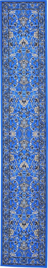 Unique Loom Sialk Hill Collection Area Rug - Washington (3' x 16' 5" Runner Dark Blue/Black)