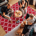 Amearea Fluffy Indoor Trellis Rug, Soft Moroccan Home Rugs for Bedroom, Shag Modern Area Rug for Living Room Kids Room Nursery, Easy Clean, Home Decor Low Pile Carpet, Wine Red 4x6 Feet