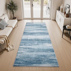 PADOOR Modern Abstract Runner Rug - 2x8 Washable Hallway Rugs, Ultra Soft Non-Slip Low Pile Floor Rugs for Hallway Entryway Kitchen Bedroom Bedside Laundry Room Blue