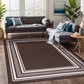 Beverly Rug Non Slip Area Rugs 3x3 Modern Bordered Non Skid Rubber Backing Soft Area Rug for Living Dining Room Easy to Clean Non Shedding Kitchen Bedroom Indoor Carpet 3 x 3 Brown