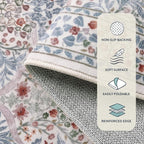 Lahome Floral Washable Rugs 8x10, Soft 8x10 Area Rugs for Living Room Bedroom, Boho Non-Slip Forest Stain Resistance Large Throw Carpet for Farmhouse Dining Room Office, Beige/Blue
