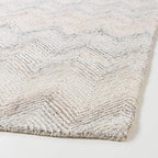 Modern Herringbone Chevron Collection Handcrafted Wool Area Rug - Durable, Zigzag Pattern, for High Traffic, Contemporary Design for Living Room, Bedroom, Dining Room Decor (Ivory-Multi, 7' x 9')