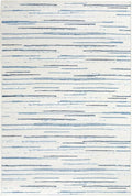 Dash & Albert Elwood Blue Machine Washable Rug, 6 X 9 Feet, Blue Stripe Pattern - Premium Luxury Hotel Quality Soft Breathable Hypoallergenic Machine Washable Easy Care All Season Comfortable