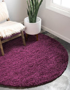 Unique Loom Solid Shag Collection Area Rug (6' 1" Round, Eggplant Purple)