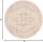 RUGGABLE Washable Area Rug – Kamran Soft Pink 6 ft Round, Stain-Resistant, Non-Slip – Medium Machine Washable Rugs for Living Room, Bedroom, Hallway, Entryway & Office–with Standard Pad