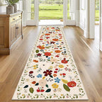 U'Artlines Runner Rug for Hallways & Kitchen - 2'6" x 10' Colorful Soft Non Slip Washable Boho Floral Floor Carpet for Entryway, Laundry Room, Bathroom - Beige
