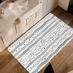 Modern Gray Lines Washable Living Room Area Rug, Low Profile Abstract Pattern, 3x5 Non-Slip Backing Carpet for Kitchen, Bedroom, Dining Room