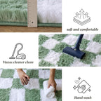4x6 Area Rugs for Living Room Bedroom, Soft Fluffy Shaggy Bedside Rug, Indoor Floor Carpet for Kids Playroom, Dorms, Nursery Rooms, Home Decor (Green & White 4'x6')