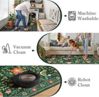 Moynesa 3x5 Kitchen Rug, Modern Cottage Washable Non-Slip Low Pile Area Rug for Bedroom Entryway Entrance Aesthetic,Lightweight Foldable Farmhouse Floral Bird Print Pattern Carpet Retro Home Decor