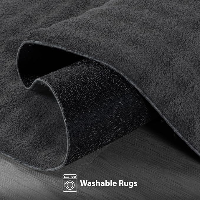 CAMILSON Modern Dark Gray Non Slip Rug 8x10 Ultra Soft High Pile Area Rugs Non Skid Rubber Backing Durable & Easy to Clean Carpet for Living Room Bedroom Kids Room Indoor Use (8 x 10 Dark Gray)