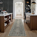 Bavni Washable Runners for Hallways 2X10, Ultra-Thin Non Slip Long Runner Rug, Print Vintage Aesthetic Carpet Runner, Low Pile Rugs for Kitchen Porch Bedroom, Grey