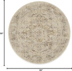 RUGGABLE Washable Vintage Area Rug – Sarrah Hazel 8 ft Round, Stain-Resistant, Non-Slip – Large Machine Washable Rugs for Living Room, Bedroom, Hallway, Entryway & Office–with Cushioned Pad