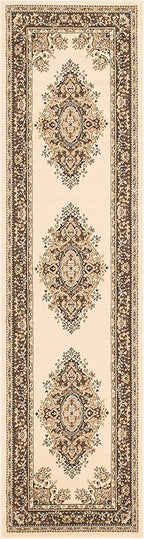 Unique Loom Reza Collection Traditional Persian Style Area Rug, 2 ft 7 in x 10 ft, Ivory/Brown
