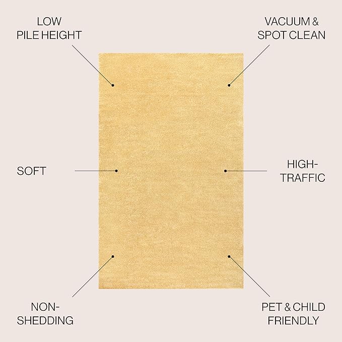 JONATHAN Y Haze Solid Low-Pile Mustard 5x8 Oval Indoor Area Rug, Coastal,Bohemian,Minimalist,Classic, Easy-Cleaning for Living Room,Bedroom,Kitchen,Pet Friendly,Non-Shedding (SEU100B-5OV)