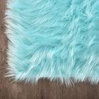 Latepis Blue Rugs for Living Room 5x6.7 Faux Sheepskin Fur Area Rug for Bedroom Soft Fluffy Furry Rugs Washable Carpet for Dorm Home Décor, Rectangle