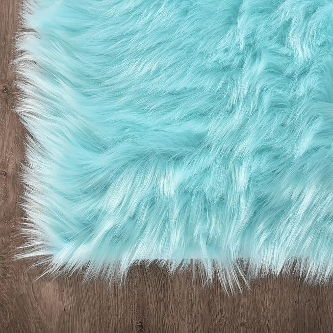 Latepis Light Blue Faux Fur 5x8 Alfombras para Salas Washable Sheepskin Fluffy Shag Rug for Living Room Bedroom Soft Plush Rugs Home Decor Rectangle