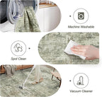Abstract Rug 8x10 Large Living Room Neutral Modern Washable Area Rugs for Bedroom Dining Room Non-Slip Stain Resistant Foldable Thin Green Black