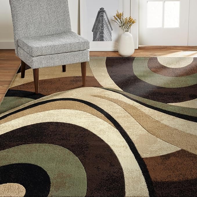 Home Dynamix Tribeca Slade Contemporary Abstract Area Rug, Brown/Green, 9'2"x12'5"