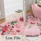 Lahome Floral Kitchen Runner, 2X6 Washable Runner Rug Non-Slip, Ultra-Thin Soft Hallway Rug Stain Resistant Boho Carpet for ‎Bedroom Laundry Bathroom, Pink