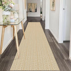 IOHOUZE Washable Runner Rug 2x10 Non Slip Rubber Backed Long Hallway Runner Entryway Runner Indoor, Kitchen Rugs Woven Cotton Floor Carpet for Hall Entrance, Warm Beige/Orange/Apricot