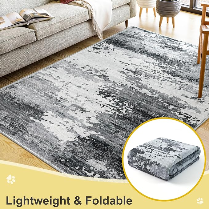 COMSLE Door Mat Soft Absorbent Indoor Front Entryway Rug Machine Washable Entrance Mats for Muddy Paws Non Slip Throw Rugs 32" x 48" Doormat for Inside Foyer Bedroom - Gray